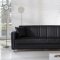 Black Leatherette Convertible Sofa Bed w/Chrome Legs & Storage