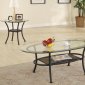 Beveled Clear Glass Tops 3PC Table Set w/Slate Tiles Shelf