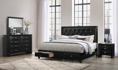 Salerno Bedroom Set 5Pc in Black by Global w/Options