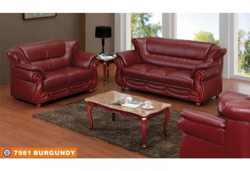 7981 Sofa in Burgundy Bonded Leather w/Optional Loveseat & Chair [AES-7981 Burgundy]