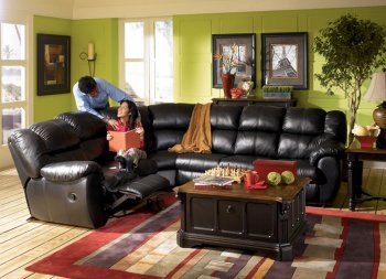 Black Leather Match Contemporary Reclining Sectional Sofa [JTSS-46600]