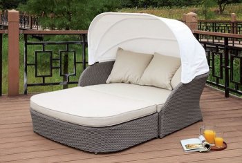 Aida 2Pc Outdoor Patio Daybed Set CM-OS2107 in Gray & Beige [FAOUT-CM-OS2107-Aida]