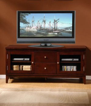 Espresso Finish Modern TV Stand w/Drawers & Glass Doors [HETV-8026]