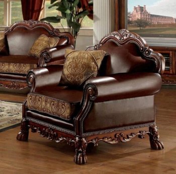 Dresden Chair15162 in Brown Bycast Leather & Chenille [AMAC-15162 Dresden]