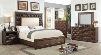 Eutropia Bedroom w/Fabric Headboard CM7395 in Chestnut w/Options [FABS-CM7395-Eutropia]