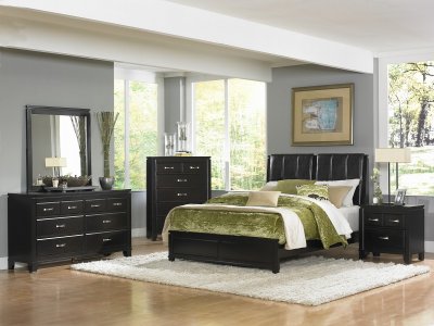 Deep Espresso Finish Contemporary Bedroom w/Optional Items