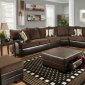 Brown Godiva Fabric Modern Sectional Sofa w/Bonded Leather Base