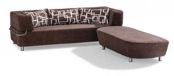 Brown Microfiber Convertible Sectional Sofa Bed w/Ottoman Bench [ZMSS-Snappy brown]