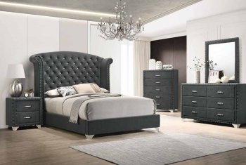 Melody Bedroom 5Pc Set 223381 in Gray Velvet by Coaster [CRBS-223381-Melody]