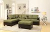 F7604 Sectional Sofa w/Ottoman by Boss in Peridot Linen Fabric