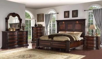 B740 Bedroom Set 5Pc in Brown by FDF [FDBS-B740]