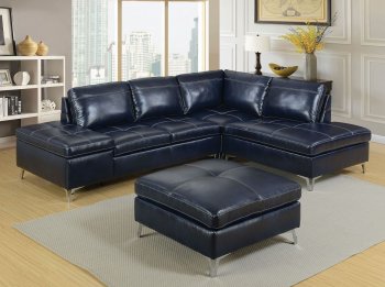 Sadie Sectional Sofa CM6178 in Dark Blue Breathable Leatherette [FASS-CM6178-Sadie]