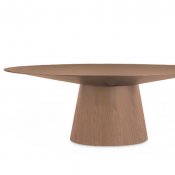 Walnut Finish Modern Oval Dining Table