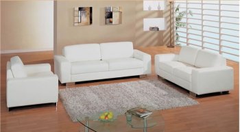 White Leather Vinyl Contemporary Living Room Sofa w/Metal Legs [GFS-802 White]