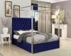 Porter Upholstered Bed in Navy Velvet Fabric by Meridian