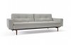 Dublexo Sofa Bed in Natural by Innovation w/Arms & Dark Wood Leg