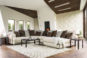 Giuliana Sectional Sofa SM5180 in Cream & Brown w/Options [FASS-SM5180-Giuliana]