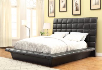 Louisa 300510 Upholstered Bed in Black Leatherette by Coaster [CRB-300510 Louisa]