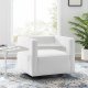 Booth Swivel Accent Chair in White Velvet by Modway