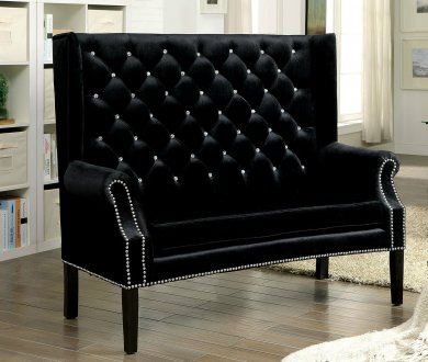 Shayla Loveseat Bench CM-BN6171BK in Black Flannelette