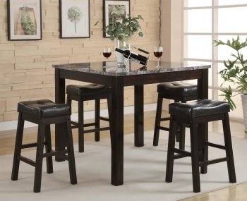 Black Modern 5Pc Faux Marble Top Counter Height Dining Set [CRDS-150094]