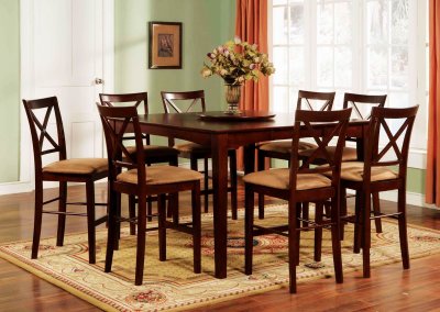 Brown Finish 5Pc Modern Counter Height Dining Set w/Options