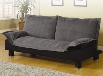 Grey Microfiber Modern Convertible Sofa Bed w/Black Base [CRSB-300177]