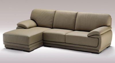 Tan Full Leather Modern Sectional Sofa