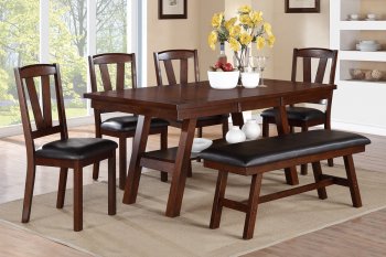 F2271 Dining Set 6Pc in Dark Walnut by Poundex [PXDS-F2271]