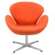 Swan Lounge Chair SW29ORW in Orange Wool by LeisureMod