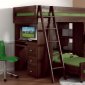 Espresso Finish Solid Pine Transitional Loft Bed w/Desk