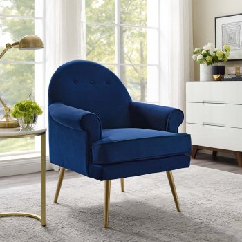 Revive Accent Chair in Navy Velvet Fabric by Modway [MWAC-3412 Revive Navy]