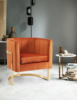 Carter Accent Chair 515 in Cognac Velvet by Meridian [MRCC-515 Carter Cognac]