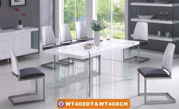 408DT Dining Table in White by American Eagle w/Optional Chairs [AEDS-408DT&408CH White]