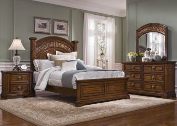 Weathered Bark Finish Classic Arched Bed w/Optional Case Goods [LFBS-713-BR]