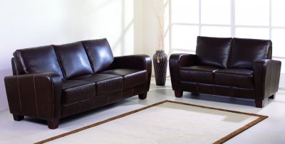 Choice of Black or Brown Bycast Leather Modern Living Room Set