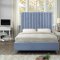 Candace Upholstered Bed in Sky Blue Velvet Fabric by Meridian