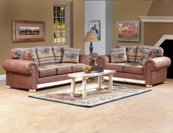 Saddle Fabric Traditional Sofa & Loveseat Set w/Options [CHFS-V2-3669 Bonanza]