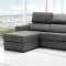 Lucas Sectional Sofa in Grey Full Leather by ESF w/Sleeper