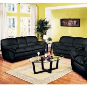 Black Bonded Leather Elegant Living Room w/Pillow Top Seats