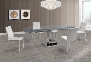 Slim Dining Table w/Glass Top by Whiteline Imports w/Options [WLDS-Slim]