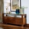 Modern Walnut Finish Dining Room W/Glass Top and Wood Chairs