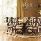 Rich Brown Finish Classic Pedestal Dining Table w/Optional Items