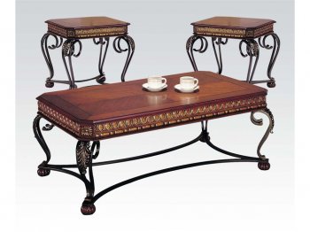 07743 Carmel 3Pc Coffee Table in Cherry by Acme [AMCT-07743 Carmel]