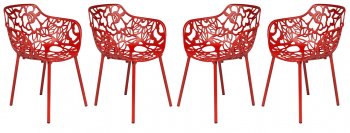 Devon Set of 4 Indoor/Outdoor Chairs DCA23R in Red by LeisureMod [LMDC-DCA23R-Devon Red]