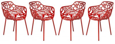 Devon Set of 4 Indoor/Outdoor Chairs DCA23R in Red by LeisureMod