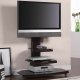 Gun Metal with Wood & Tempered Black Glass Modern TV Stand