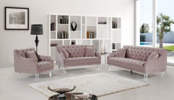 Roxy Sofa 635 in Pink Velvet Fabric by Meridian w/Options [MRS-635 Roxy Pink]