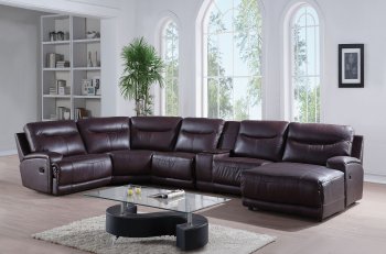 Oleta 52550 Sectional Sofa in Dark Brown Leather by Acme [AMSS-52550-Oleta]