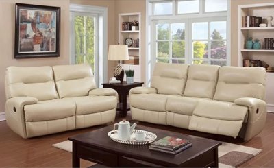 Binford CM6097IV Reclining Sofa in Ivory Leatherette w/Options